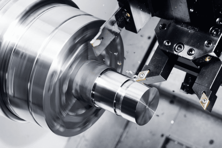 CNC machining process producing a precision metal component