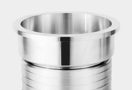 Precision turned aluminum cylindrical component with reflective machined surfaces