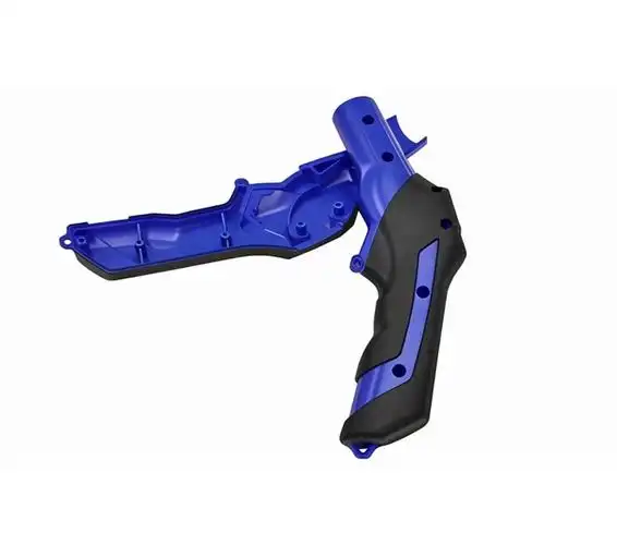 Blue and black overmolded handheld trigger housing